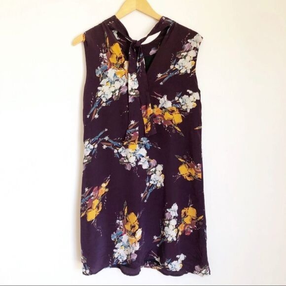 Amour Vert Tasmin 100% Silk Dress in burgundy Soirée floral size XSmall NEW - Picture 1 of 10